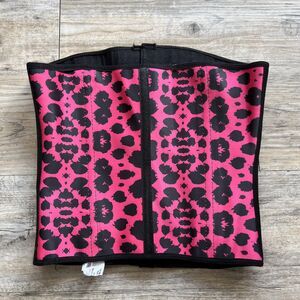 Ann Cherry Corset Small Hot Pink Black Cheetah Print Y2K Grunge Waist Trainer